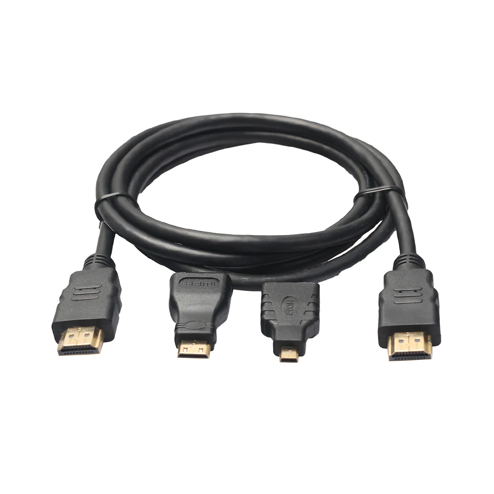 3In1 150 см позолота адаптер конвертер HDMI к HDMI Micro HDMI кабель V1.4