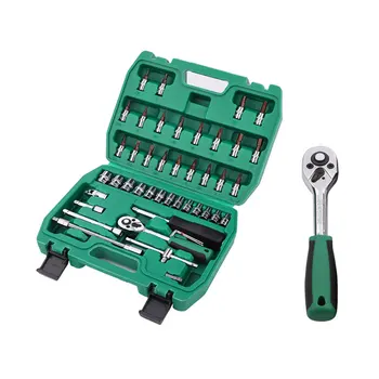 

Car Repair Tool 46pcs 24 Teeth 1/4-Inch Socket Set Car Repair Tool Ratchet Torque Wrench Combo Tools Kit Auto Repairing Tool Set