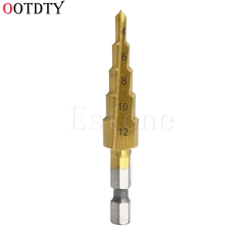 

OOTDTY 2018 Fashion 1Pcs Titanium HSS Steel Step Drill Bit Hole Cutter Tool 4-12mm 4-20mm 4-32mm