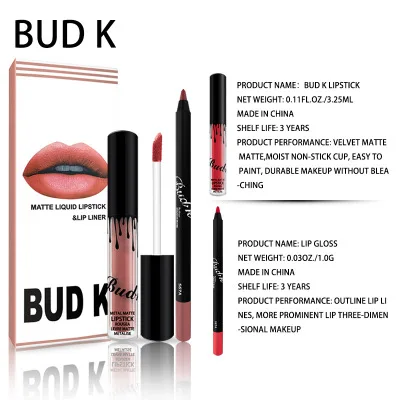BUD K 8color/set matte lipstick+lips pencil long-lasting liquid lipsticks set lip goss makeup candy k me lipkit batom BUD K 8color/set matte lipstick+lips pencil long-lasting liquid lipsticks set lip goss makeup candy k me lipkit batom