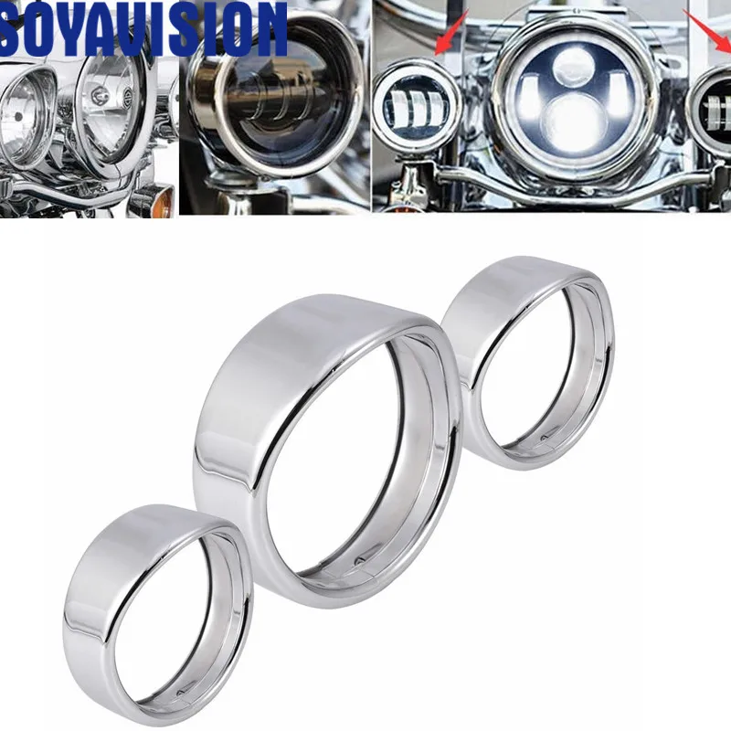 7inch black/Chrome Headlight Headlamp Trim Ring Harley 4.5 inch Fog