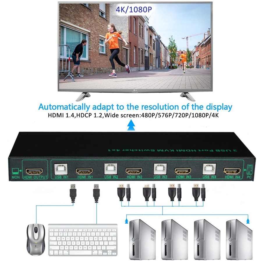 Navceker 4 Port HDMI KVM Switch 4Kx2K 2 Port KVM Switch HDMI With USB 2.0 3D 2 Port KVM Switch Switcher Support Keyboard & Mouse Navceker 4 Port HDMI KVM Switch 4Kx2K 2 Port KVM Switch HDMI With USB 2.0 3D 2 Port KVM Switch Switcher Support Keyboard & Mouse