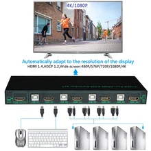 Navceker 4 Port HDMI KVM Switch 4Kx2K 2 Port KVM Switch HDMI With USB 2.0 3D 2 Port KVM Switch Switcher Support Keyboard & Mouse