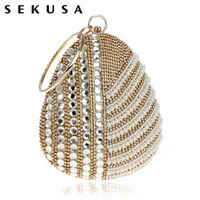 Sekusa Винтаж Вышивка клатч Diamonds Luxurious Для женщин Вечерние сумки цепи плеча Кошелек вечерняя сумочка; BS010 для вечернее платье-мешок