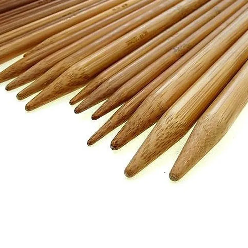 75pcs/set 15 Sizes 20cm Double Pointed Carbonized Bamboo Knitting Needles Sweater Knitting Bamboo Handle Smooth Craft Needle