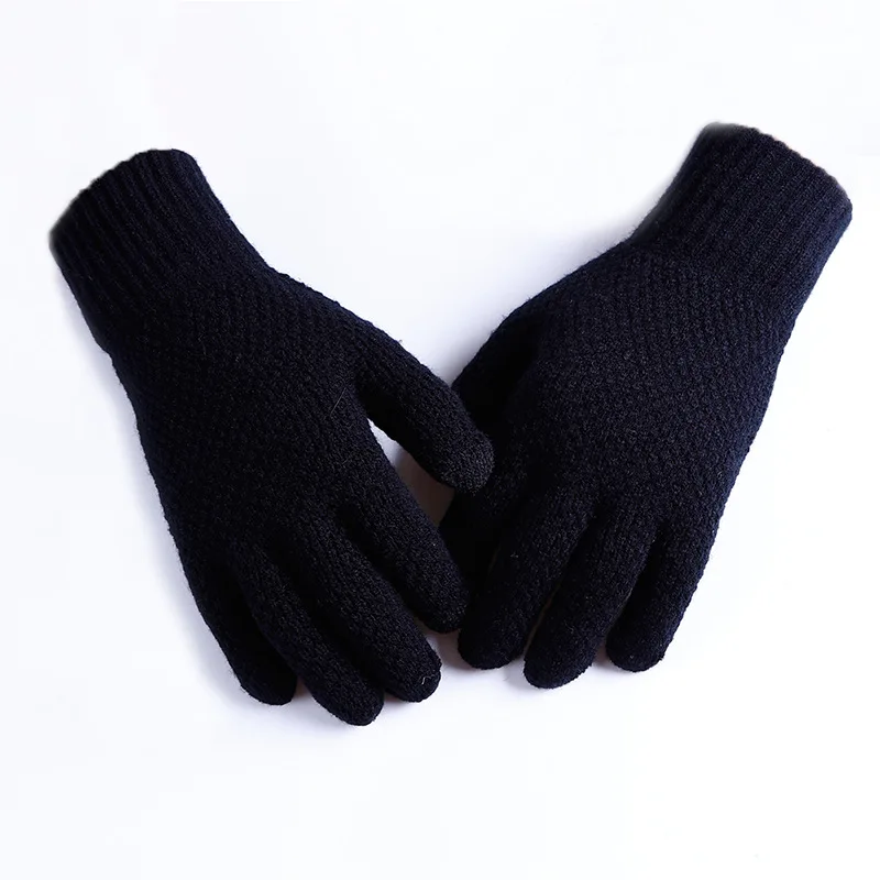 Осенне-зимние мужские теплые перчатки для сенсорного экрана вязаные рукавицы из кашемира шерстяные перчатки для верховой езды