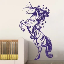 Nursery Girls Bedroom Unicorn Horse Wall Decal Sticker Art Vinyl Decals For Kids Room Living Room Vinilos Paredes 97X55cm