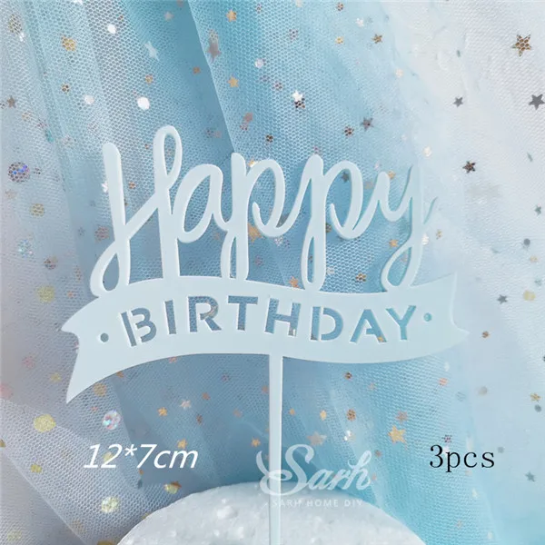 Синий Розовый романтическая Корона Принцесса Звезда Сердце бант-узел украшения торта День рождения украшения для выпечки милые подарки - Цвет: Небесно-голубой