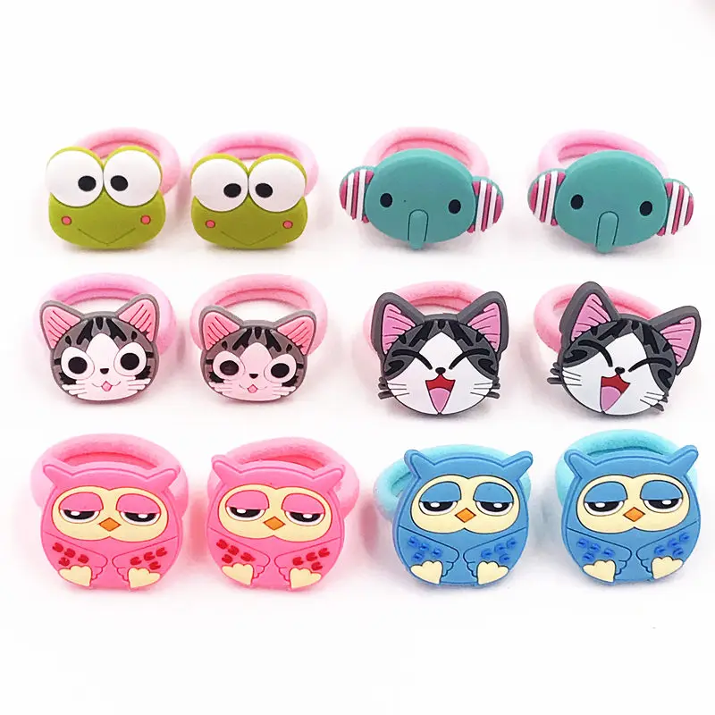 

12Pcs Frog Owl Chi's Cat Elephant Animal Rubber Bands Girls Hair Accessories Hair tie Elastic Hair Bands Kids Headwear Hair gum