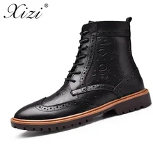 XIZI/мужские зимние ботинки на меху; красивые удобные мотоциклетные ботинки наивысшего качества; ботинки из натуральной кожи; большие размеры 38-47