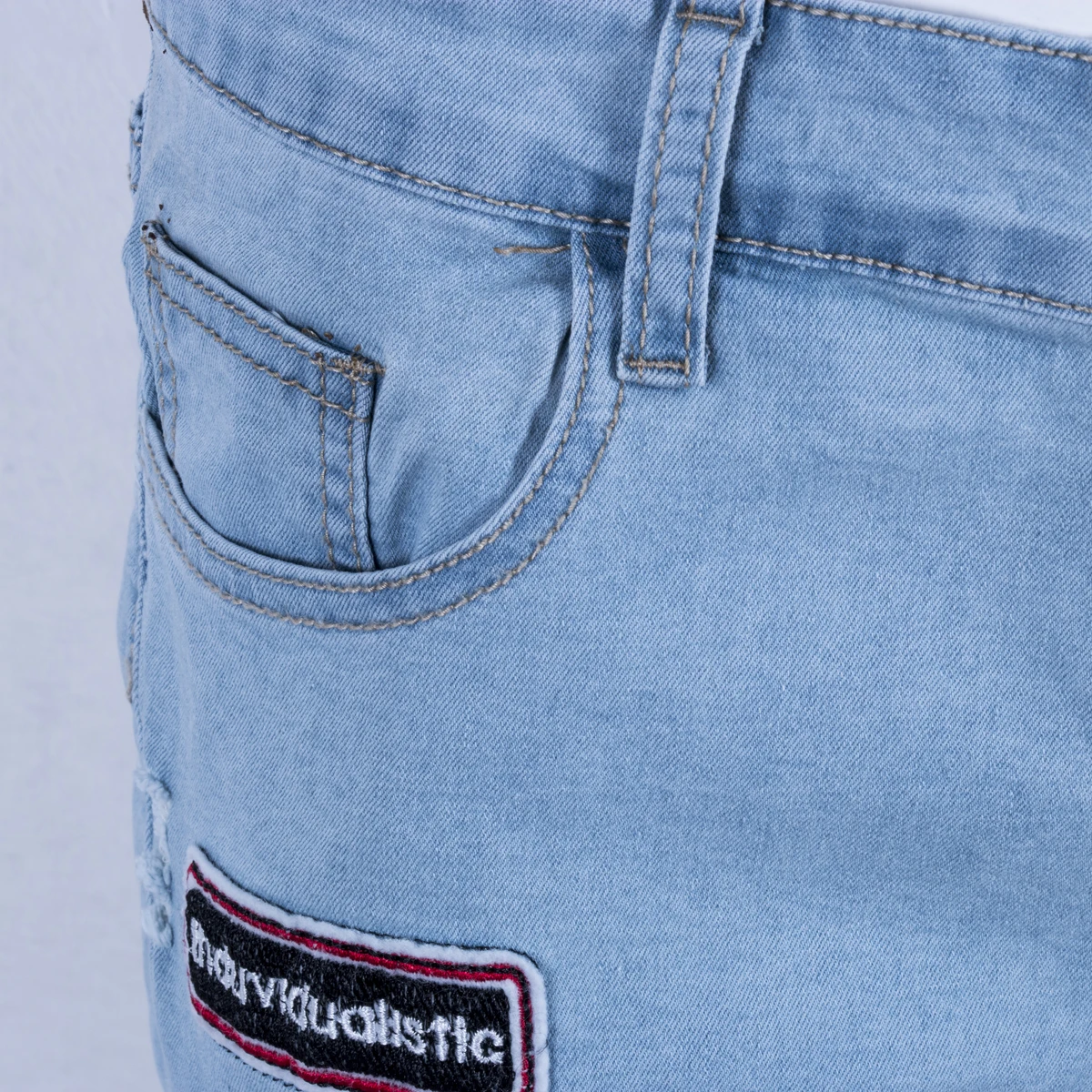 Летние модные мужские рваные джинсы, обтягивающие шорты, джинсовые брюки с рваными краями и потертостями, джинсовые шорты с рисунками, байкерские короткие джинсы длиной до колена