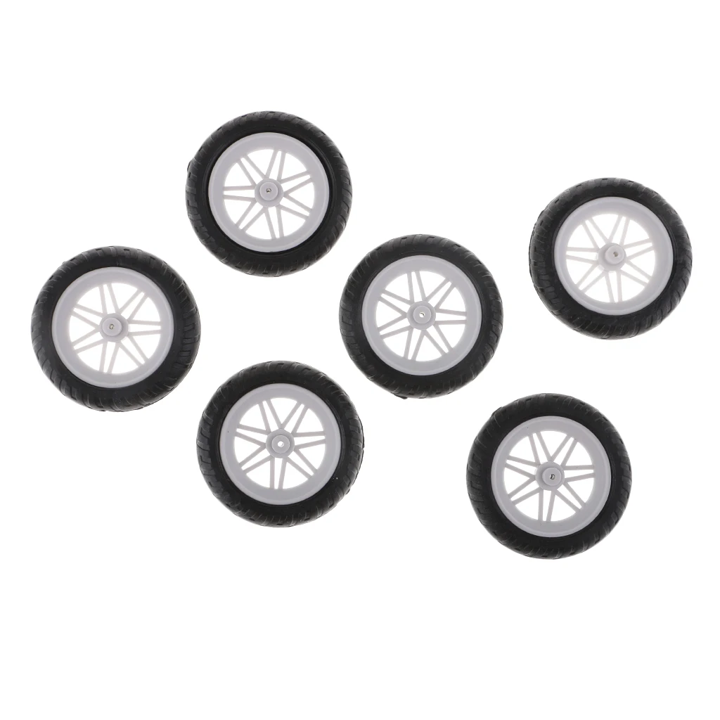 

6 Pieces 55mm Durable Rubber Wheels Toy Tyres DIY Toy Motor Cycle for Motorcycle Motorbike Model Making Parts