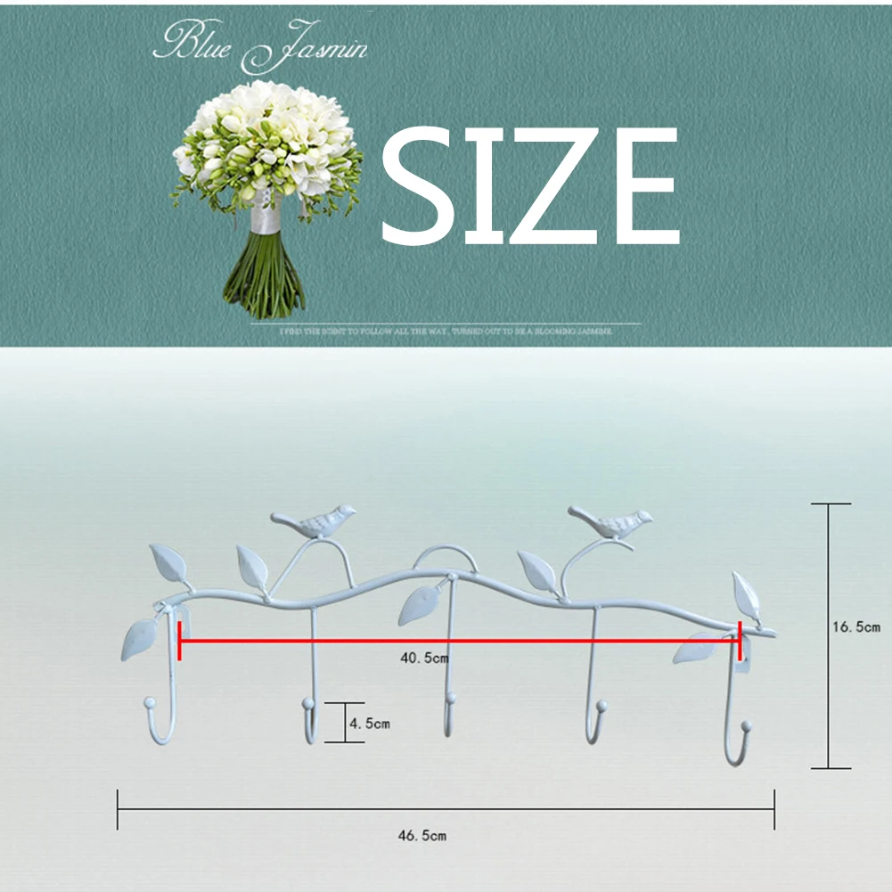 5 крючков кованого железа птица дверной крючок-вешалка для одежды халат ключ держатель на дверь шляпа Вешалка Кухня стена украшение дома