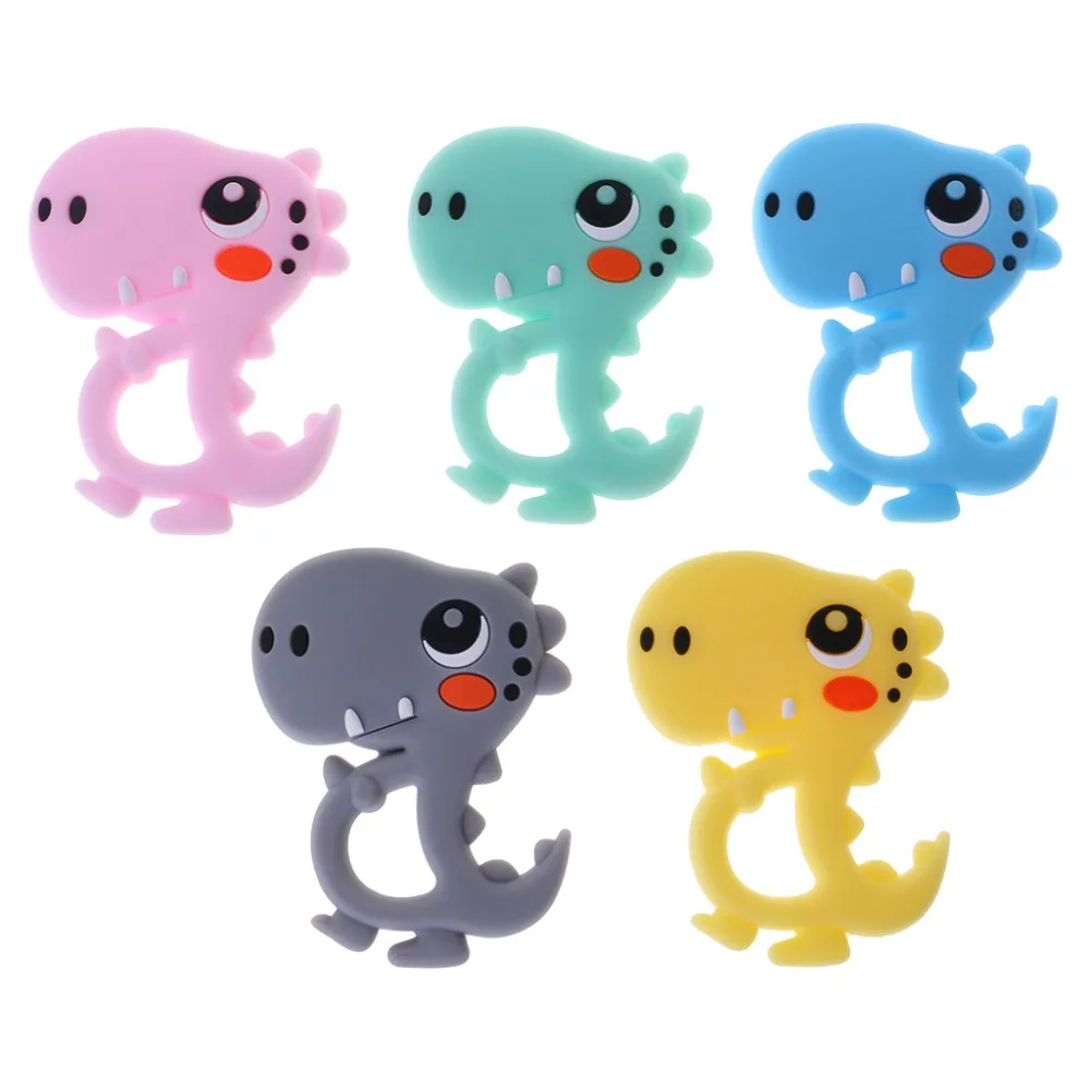 

Baby Teether Silicone Cute Cartoon Dinosaur Animal DIY Necklace Jewelry Newborn Teething Oral Care Kids Charms Safe Prevent Bite