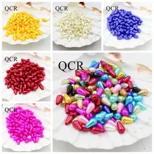 Contas de imitação de pérolas para jóias, multicores, 6*10mm, 100, abs, buraco duplo, gota de lágrima, imitação de pérolas fazer contas indianas