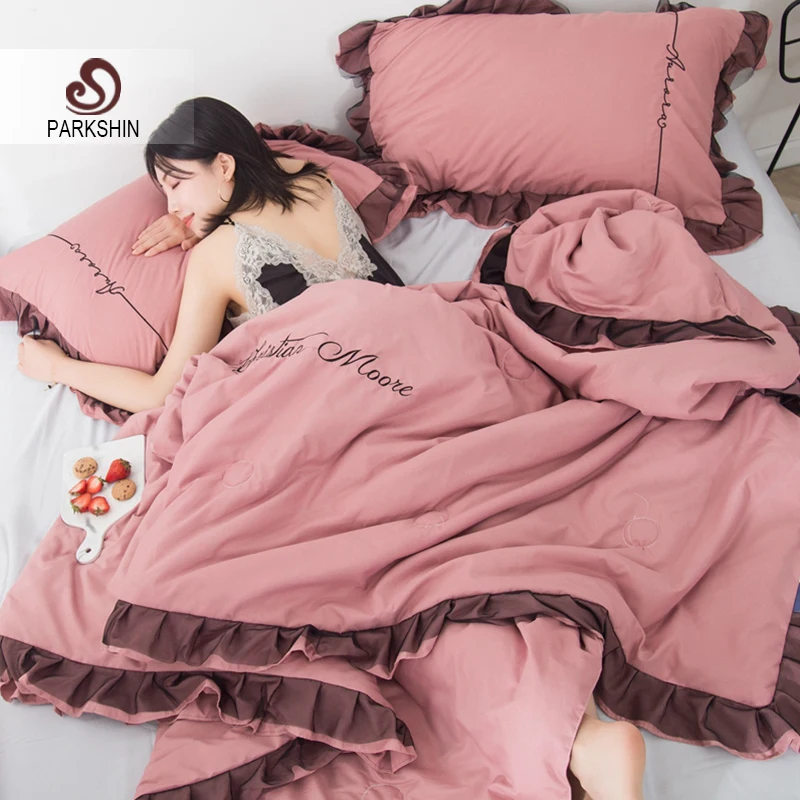 

Parkshin 1PCS Home Textiles Bedding Comforter Bed Summer Quilt Decorative Blanket Lace Luxury Birthday Gift Solid Color Quilt
