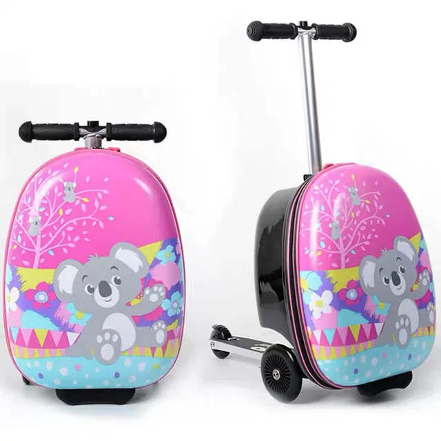 18" kids scooter rolling suitcase Lazy trolley case skateboard luggage