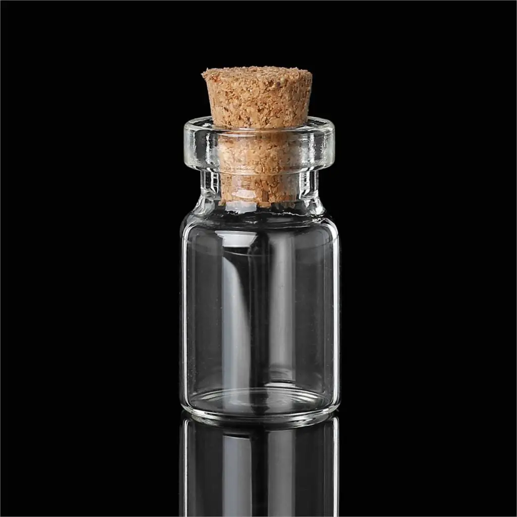 8SEASONS Glass Bottles Cylinder Jewelry Vial Cork Stoppers Transparent