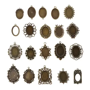 

20pcs Mixed Cabochon Frames Bezel Tray Setting Pendants for DIY Jewelry Making