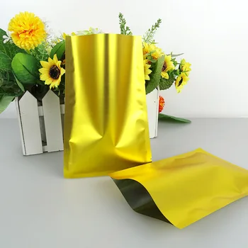 

16*24cm 100Pcs/ Lot Golden Open Top Matte Mylar Coffee Powder Storage Pack Pocket Heat Seal Aluminum Foil Tea Vacuum Pack Pouch