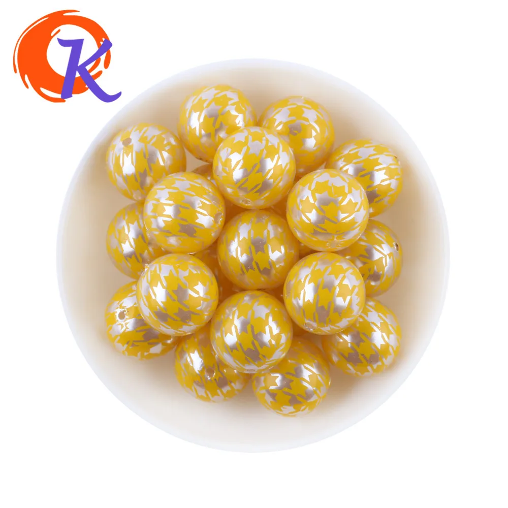 

Promotion Limited Quantity Cordial Design 20MM 100pcs/lot Yellow Color Hounds Tooth Printed Beads For Jewelry Making Kit