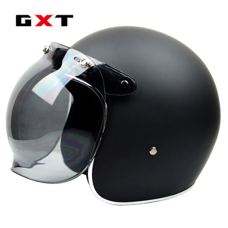 GXT Motorcycle Helmet Vintage Scooter Motorbike Helmet Bubble Lens