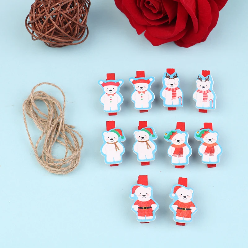 

10pcs Clip Wooden Clothespin Decorative Clip Crafts Clothes Photo Paper Home Decorative Accessories
