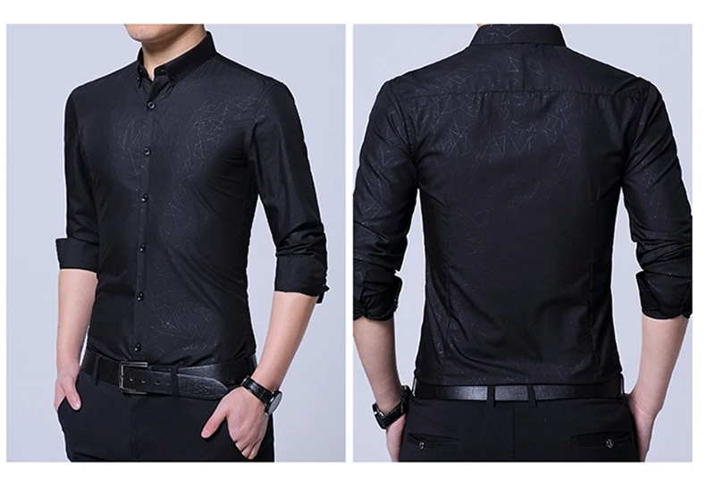 New Arrival Men Shirt Long Sleeve Button Down Printed Dress Shirts Cotton Casual Slim Fit Male Social Shirt Chemise Homme (26)