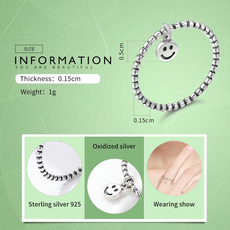 BAMOER-Hot-Sale-100-925-Sterling-Silver-Lovely-Smile-Face-Dangle-Finger-Rings-for-Women-Sterling