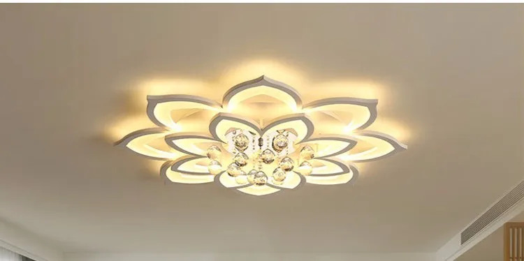 Современные хрустсветодиодный светодиодные потолочные светильники для гостиной кухни светильники лампа с пультом дистанционного управления домашняя спальня освещение Plafon Lustre