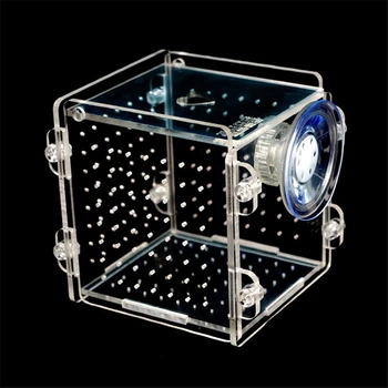 

New Aquarium Acrylic Fish Bowls Tank Breeding Isolation Box With Sucker For Baby Fish Hatchery Rooms Incubator Reptile Cage