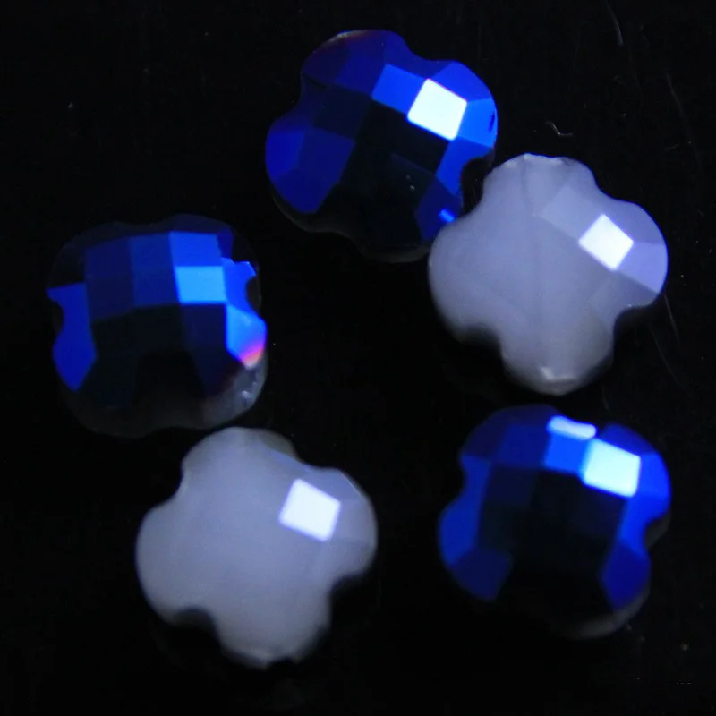 8 шт./лот бусины ручной работы с искусственным кристаллом клевера 6x10 мм Разноцветные Бусины с шармами на удачу DIY женские ювелирные изделия - Цвет: gray plated blue