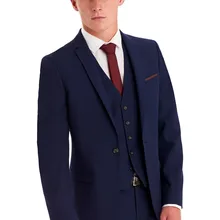 Классический стиль на одной пуговице темно-синий Жених Смокинги друзей жениха Мужские свадебные костюмы для выпускного вечера Жених(куртка+ брюки+ жилет+ галстук) K: 1161