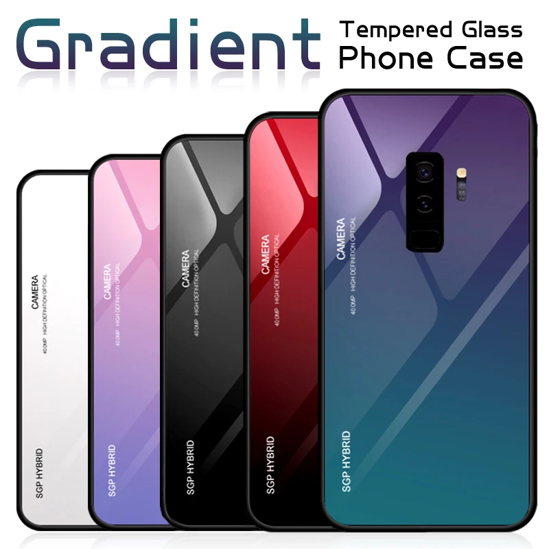 

Gradient Aurora S9 S8 plus Tempered Glass Back Case For Samsung Galaxy S9 S8 S 9 Plus S9plus S8plus Colorful Luxury Cover Shell