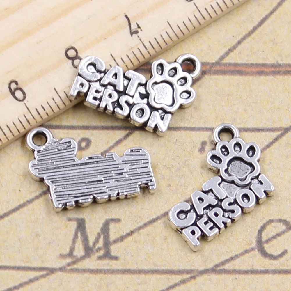 20pcs Charms Cat Person Paw Friend Forever 13x18mm Tibetan Pendants