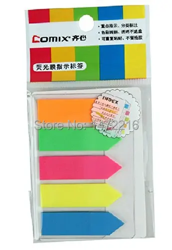 

Memo Pads Comix D6019 Easy Tab Notes Easy Stick Colorful,(arrow) Transparent Naked 76x125mm Color Assorted(5 Color) 20 Sheets N