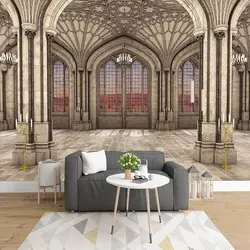 Пользовательские 3D фото обои Европейский стиль ретро мраморная каменная колонна 3D космическая роспись гостиной декоративный фон