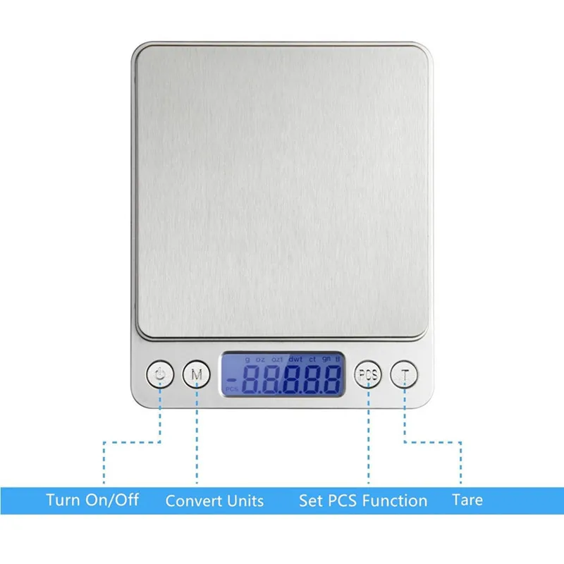 

Free Shipping Details 500g/0.01g Stainless Digital Mini Pocket Kitchen Scale 0.001oz Resolution Electronic LED Household Scales