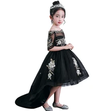 Платье с открытыми плечами для девочек, элегантное платье принцессы, Детские платья для девочек, детские вечерние платья с вышивкой для свадьбы, 10-12 лет