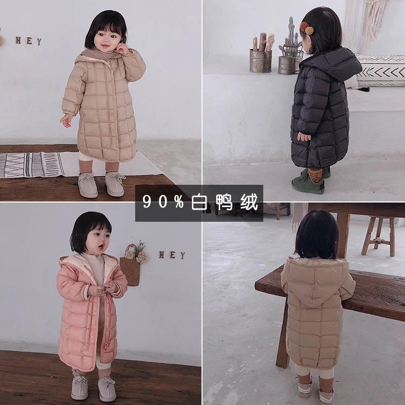

Boys And Girls Winter Thickening Down Jacket Baby Children Long White Duck Down Coat Kids Clothing