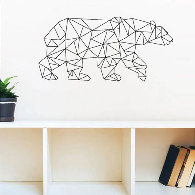 Geometric Bear Wall Stickers Geometry Animal Series Decals 3D Vinyl