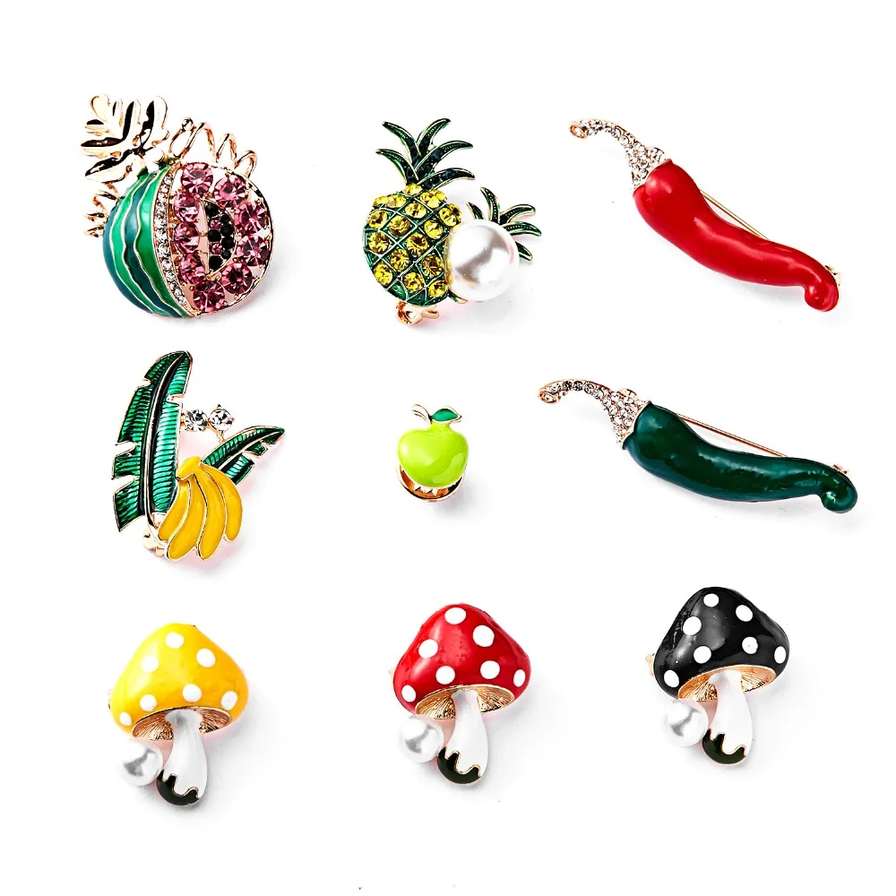 

RINHOO Green Fruit Brooches for Women Party Supplies Fashion Accessories Enamel Plant Style Broach Collar Pins Gift Jewelry