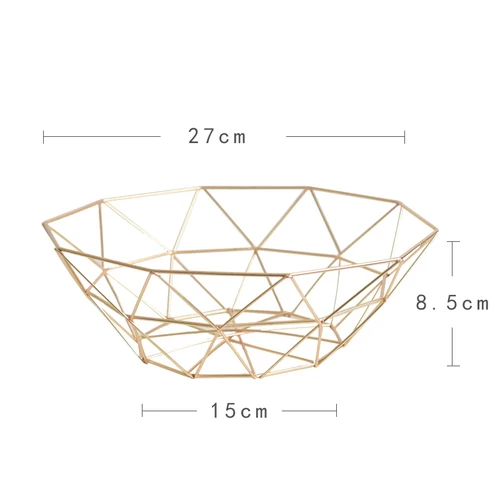 Креативный поднос для фруктов в скандинавском стиле, Современная гостиная, железная корзина для фруктов, домашний обеденный стол, украшение для хранения мелочей - Цвет: Gold-27x8.5cm