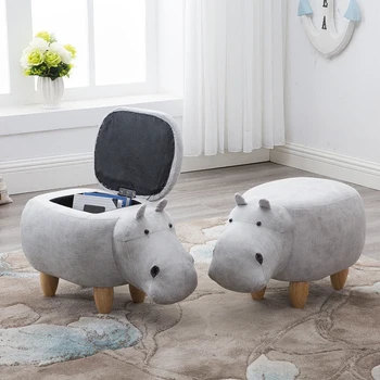 Solid wood footstool creative hippo change shoes stool sofa stool designer furniture storage low stool