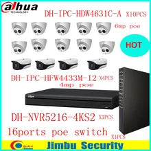 Сеть Dahua видео рекордер 16CH NVR5216-4KS2 14 шт. камера Поддержка 4 к H.265 до 12Mp разрешение предварительный просмотр и воспроизведение 2 SATA