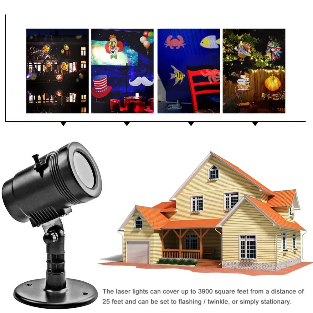 Lâmpada para Festa de Natal ao ar Luz do Gramado Icoco Filme Projetor Parede Decorativa Humor Noite Livre Indoor Casa Jardim Paisagem 1pc Led 6 Icoco 1pc led filme projetor luz do