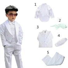 Официальный Белый/задний костюм для маленьких мальчиков свадебная одежда Вечерние рождественские костюмы для крещения для От 1 до 10 лет костюмы для маленьких мальчиков Подростковый Костюм из 5 предметов