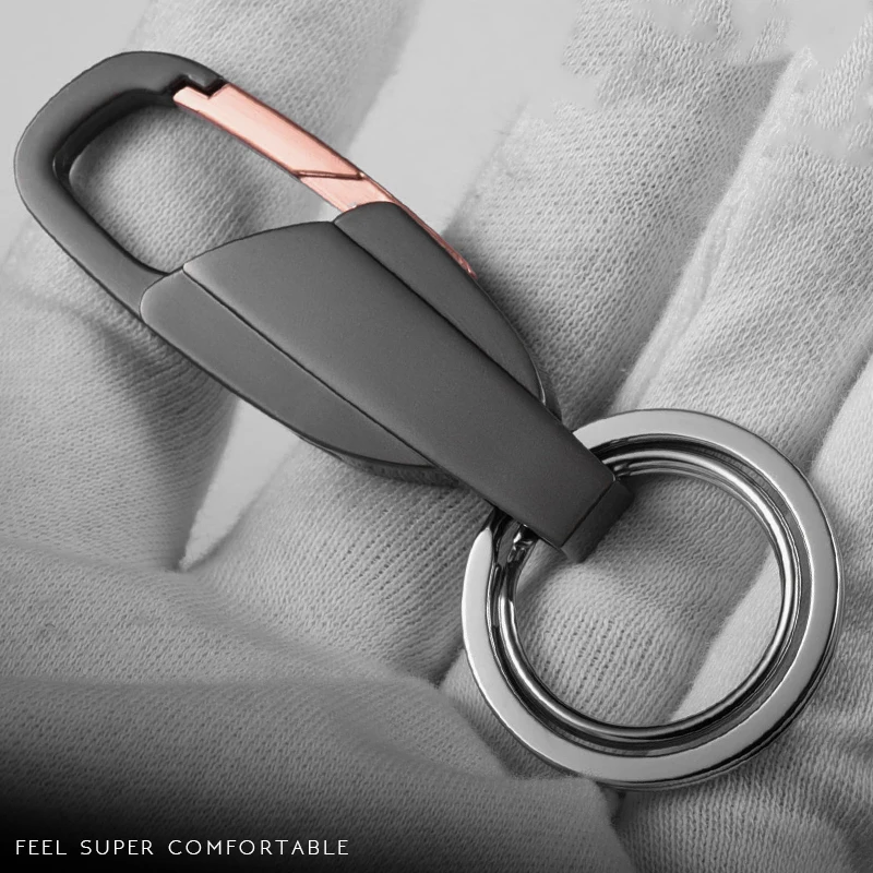 2 Portachiavi Da Uomo Antismarrimento Con Clip E Apribottiglie - Metallo Nero E Blu, Design Ovale 6,8x2,7 Cm, Regalo Personalizzato
