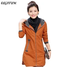 Новинка, модный осенний и зимний женский плащ, тонкая ветровка средней длины, Лоскутная Верхняя одежда с капюшоном, большие размеры 5XL