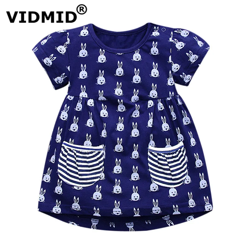 

VIDMID summer Dresses For Children Girls short Sleeves Dress Kids rabbits Dresses For kids Toddler clothing Children Clothes